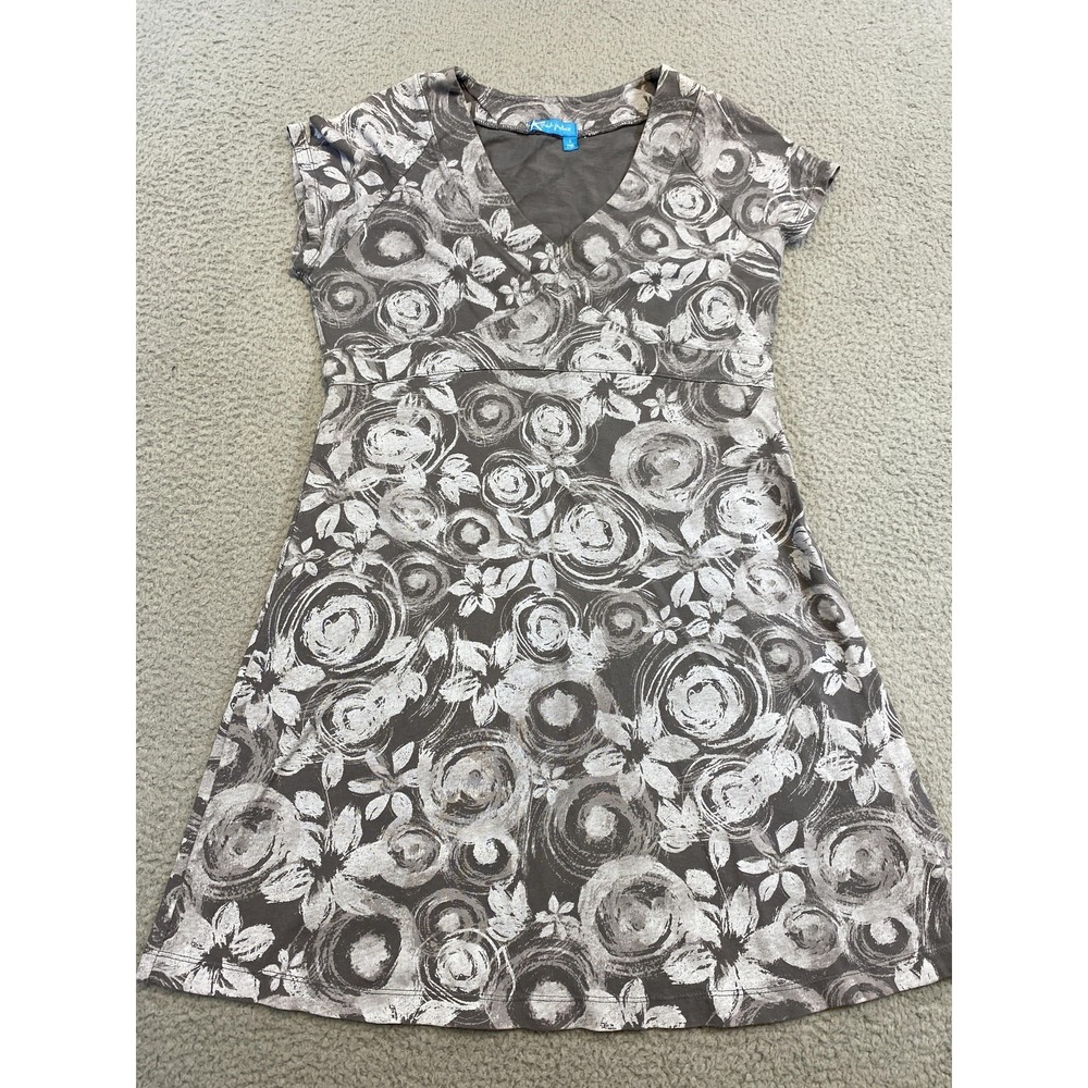 Fresh Produce gray and white floral v-neck dress